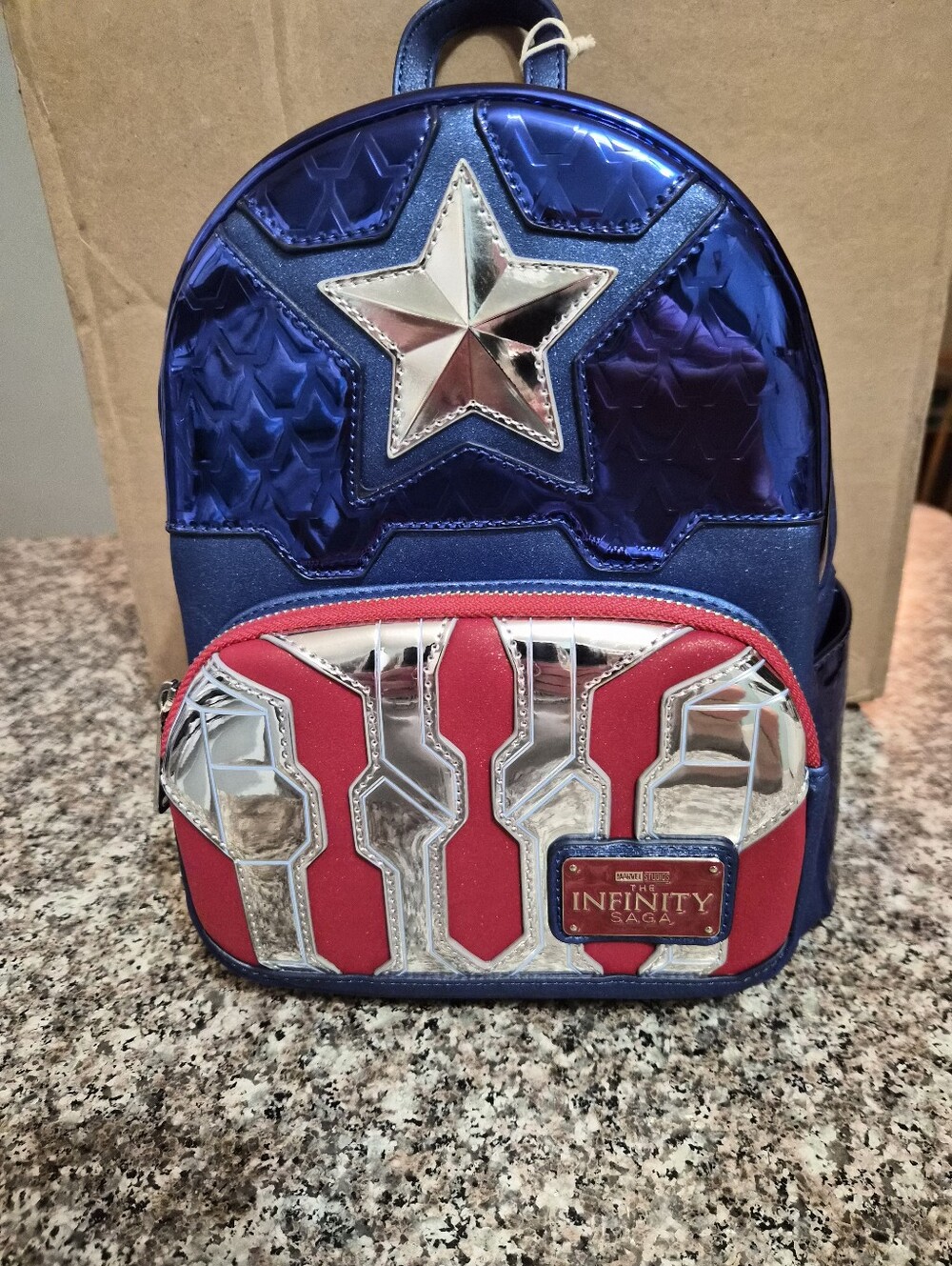 Loungefly Metallic Captain America Mini Backpack - Blue, Red & Silver